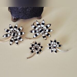 Sterling Silver Set Earrings Ring And Pendant Set In Two Tone Semi Precious Ston